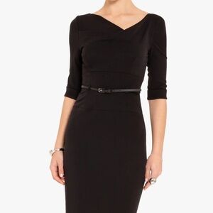Black Halo Black Midi Pencil Skirt 3/4 sleeve.